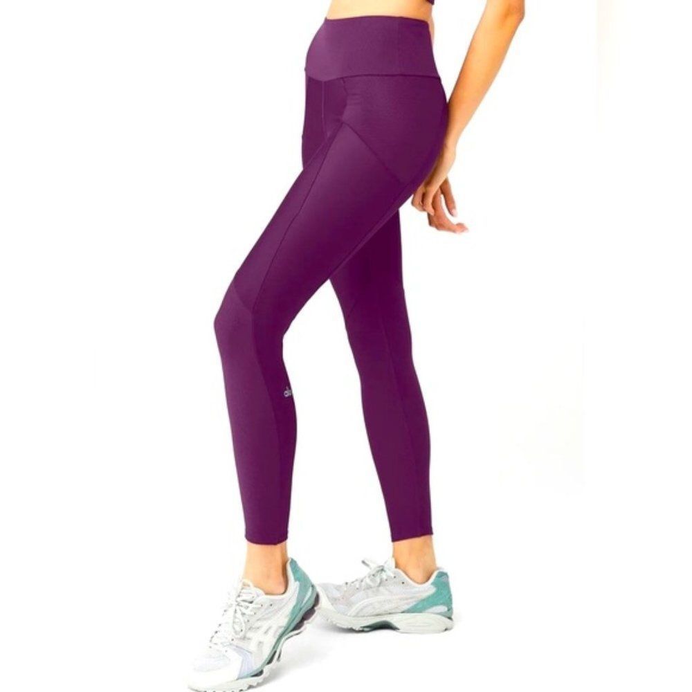 NWT ALO Ribbed Airlift High-Waist 7/8 Enchanted Legging Dark Plum Large